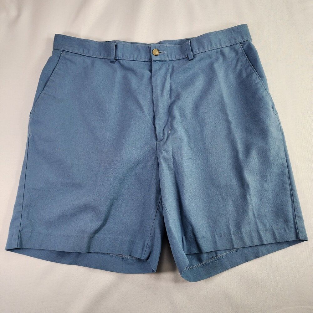 Haggar Clothing Co Vintage Flat Front Chino Shorts Blue 36 Dacron Cotton